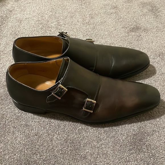Mens Magnanni 9.5 double monk grey/brown shoes main image 5